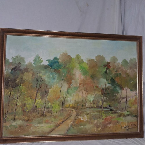 Large oil painting on canvas like new, signed artwork 76×56 cm