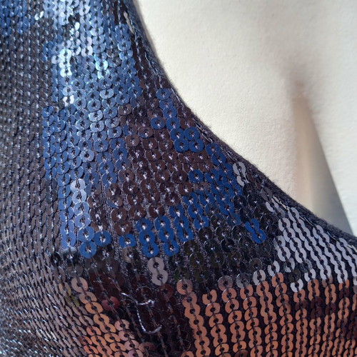 H&M mini dress with sequins used, black, size XS