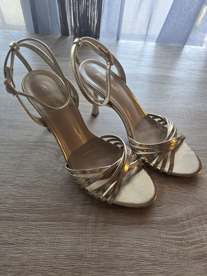 Jenny Fairy Gold High Heel Sandals New, 8 cm heel