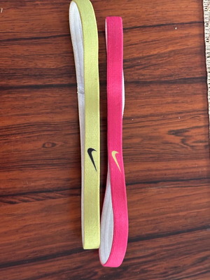 Nike hairbands 2 pack like new, pink and yellow