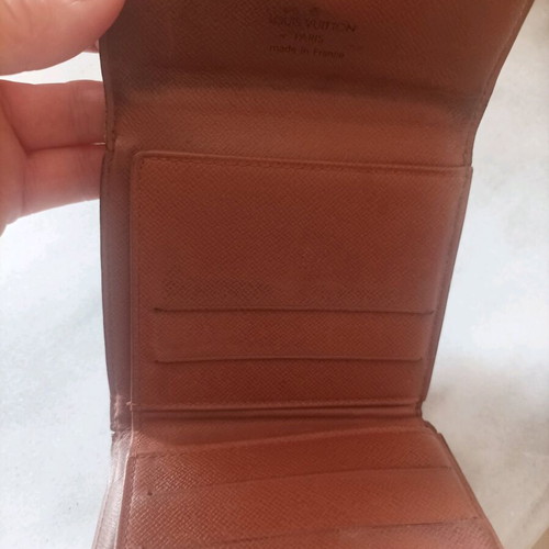 Louis Vuitton leather wallet used, brown