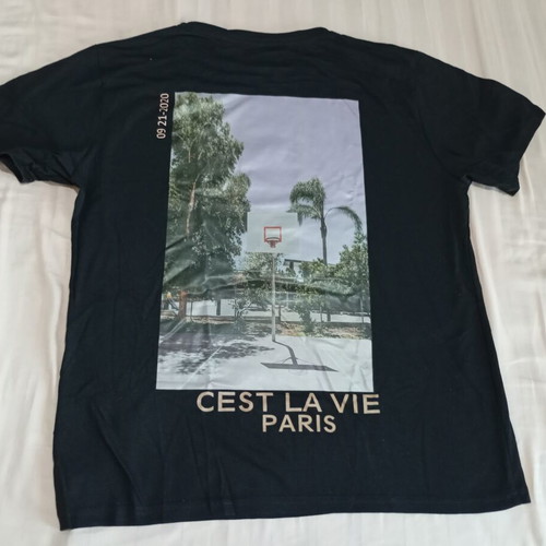 Shein men's large black t-shirt like new with back print