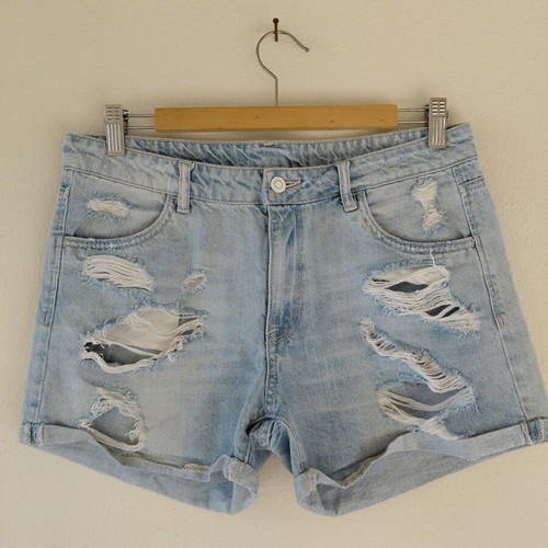 H&M denim shorts size L like new, blue