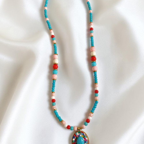 Celestial Eye necklace new with turquoise and red details