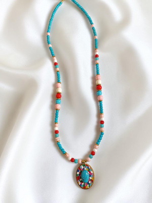 Celestial Eye necklace new with turquoise and red details