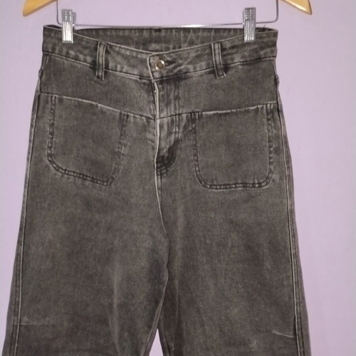 Oversized black acid wash jean pants like new, wide leg culotte