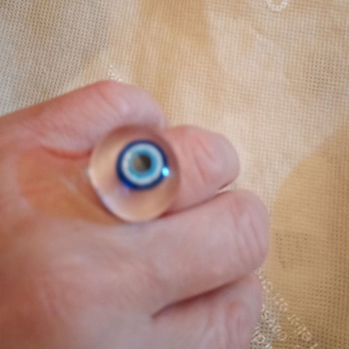 Evil Eye Ring used, white and blue, unisex