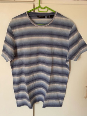 DKNY T Shirt Striped Blue Size Large used