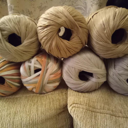 Cotton Raffia Yarn for Bag Knitting, 7 Pieces, New