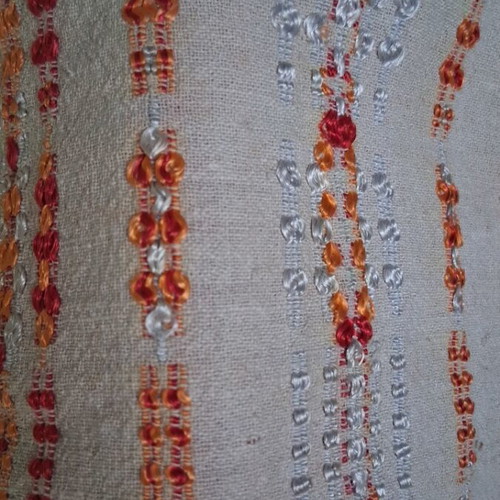 Traditional handwoven table runner used, red orange beige 53x68 cm
