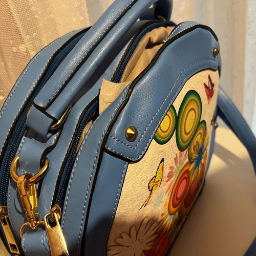 Bagtobag oval blue multicolor bag new, leatherette material