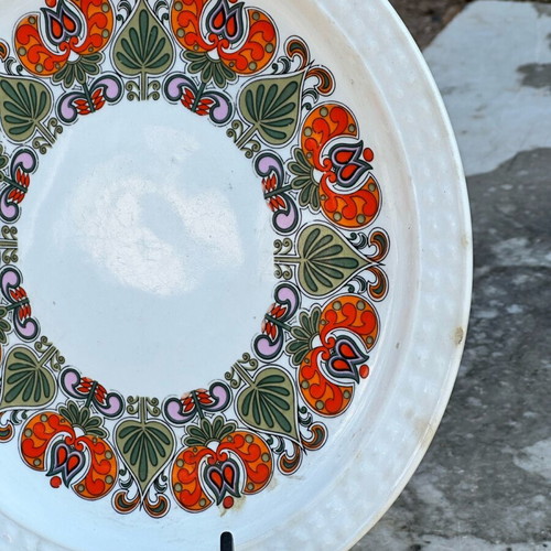 Pontesa Ironstone Collectible Plate used with Retro Floral Design