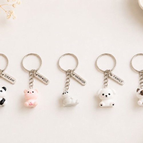 Cute Animal Companions Handmade Keychains with Inspirational Messages