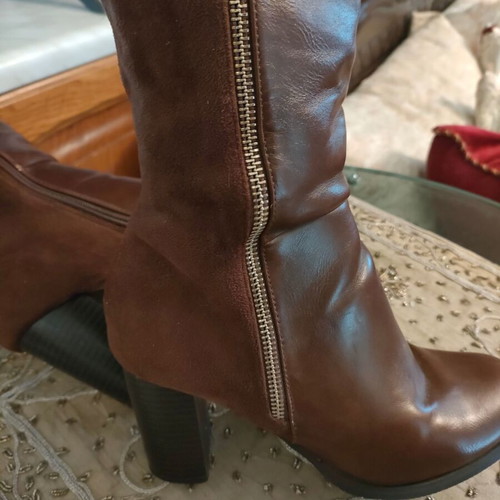 Camel boots size 38 like new, combination of eco leather and suede