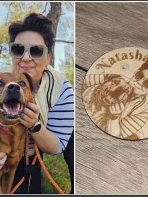 Personalized wooden keychain with photo engraving and name