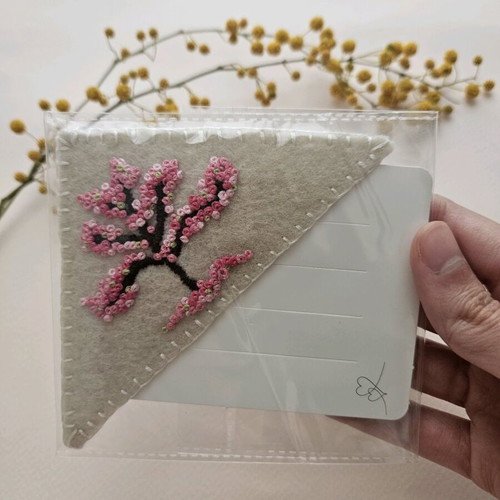 Handmade embroidered corner bookmark new
