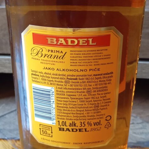 Badel Prima Brand 1L Croatian spirit