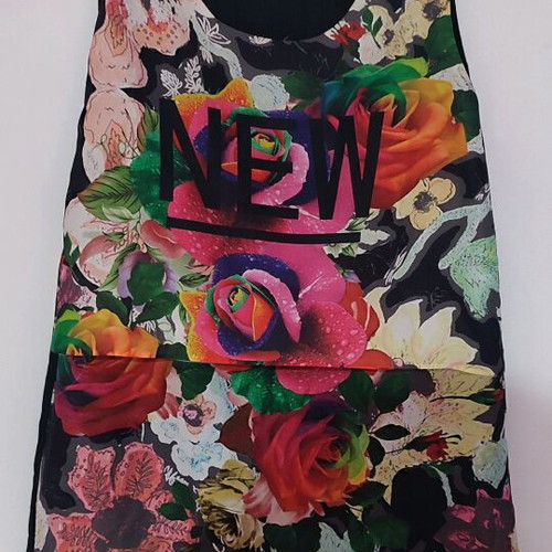 Women's flower tank top like new for S/M multicolor