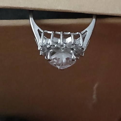Silver 925 solitaire ring with heart-shaped zircon