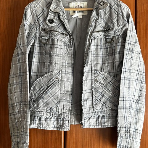 Tri Summer gray checked jacket small size, like new, Y2K utility style