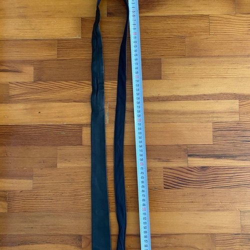 Leather slim tie blue black vintage used
