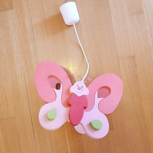 Wooden children's ceiling light with butterfly shape