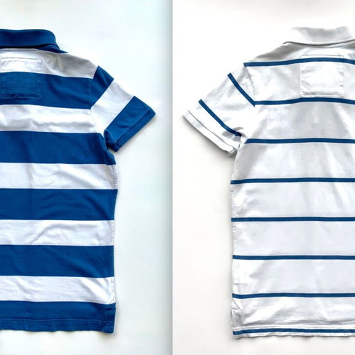 Set of 2 used Abercrombie & Fitch men's short-sleeve Polo Rugby shirts size S striped