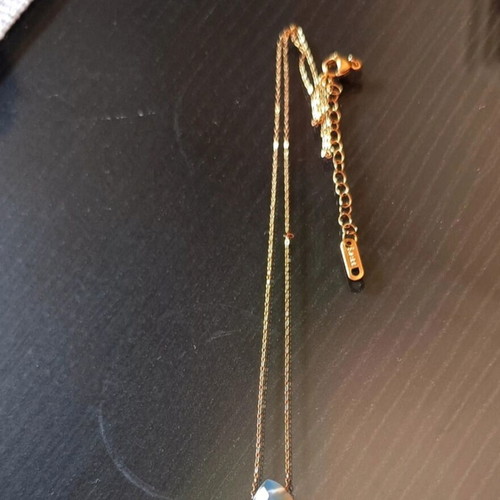 Steel necklace teardrop pendant like new, multicolor and gold