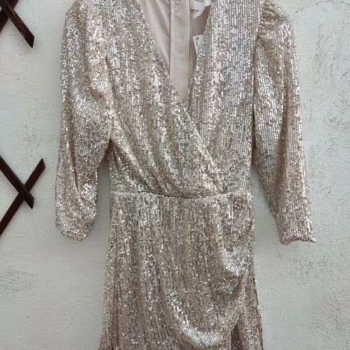 H&M Sequin playsuit silver with sequins like new, size 34