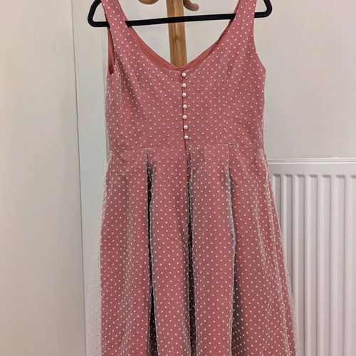 LazyD handmade dress like new, silk and tulle with belt, size L