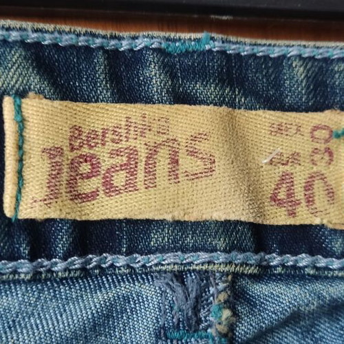 Bershka No 40 Flared Jeans like new, blue with greenish-brown shades