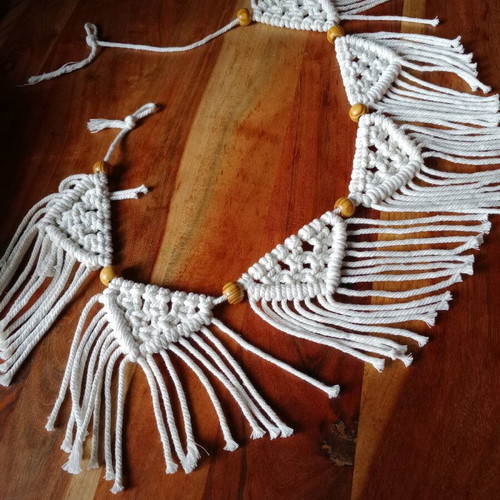 Macrame wall decoration handmade like new with wooden beads