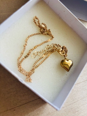 Heart stainless steel necklace new, gold-colored