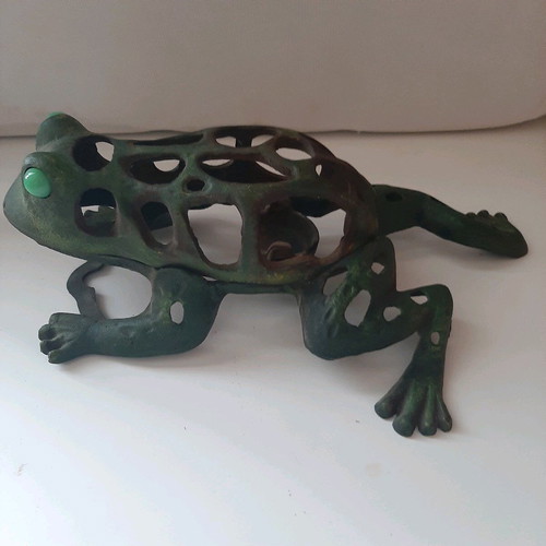 Japanese traditional frog lantern used, large metal decoration