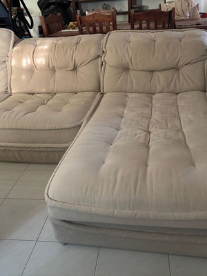 Corner sofa L shape beige linen fabric like new