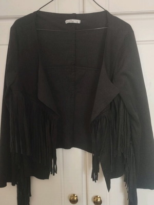 Suede jacket Milla size M like new, black with fringes