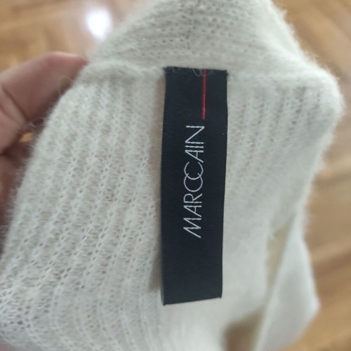 MarcCain white pink wool alpaca cardigan size M/L like new