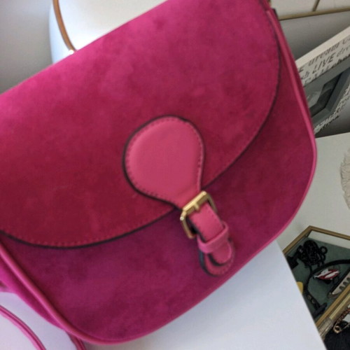 Fuchsia crossbody bag with suede texture techno leather like new