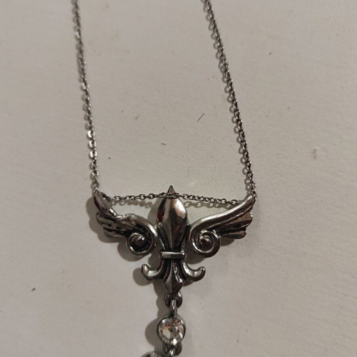 Heart pendant with wings stainless steel with adjustable chain