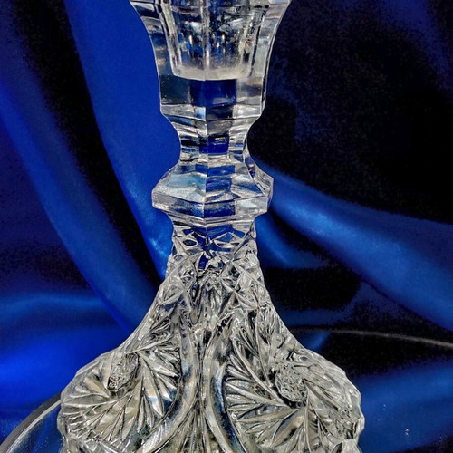 Vintage crystal candlesticks set of 2, lead crystal Bohemia, new