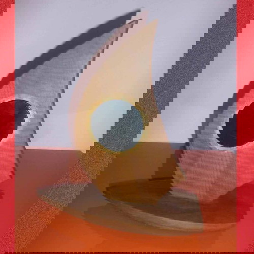 Ξύλινο επιτραπέζιο ρολόι μεταχειρισμένο σε σχήμα βάρκας με πανί 26x30 cm