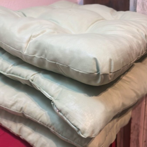 Chair cushions used, set of 4, green with small stain