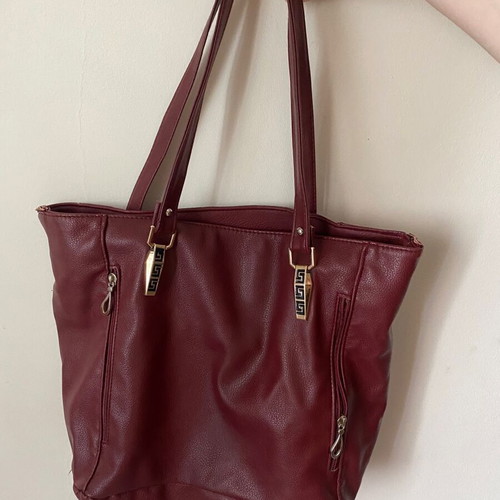 Shoulder bag large burgundy eco leather like new