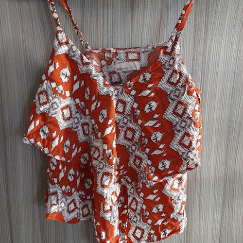 Bsb top used with ethnic pattern and asymmetric cut