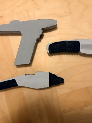 Star Trek decorative phaser set of 3 pieces made to order