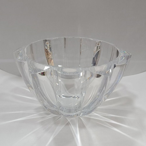 MCM heavy tall crystal bowl Rogaska used with signature