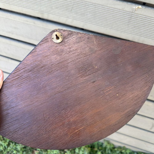Vintage wooden wall protractor with brass details, used