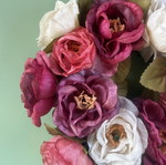 Decorative wreath with multicolored artificial flowers, 24cm diameter