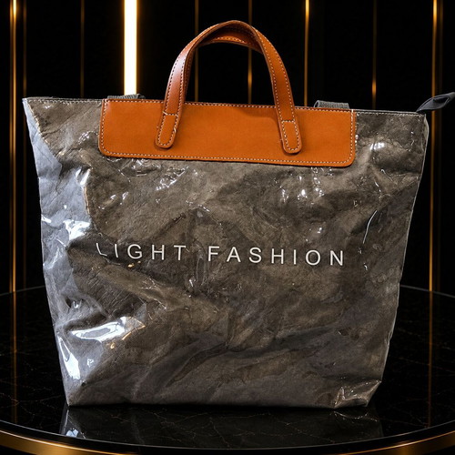 Tote bag large grey with brown handles new