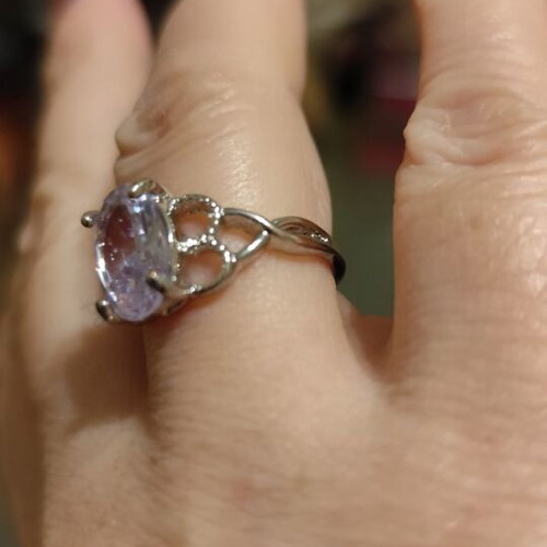Silver vintage ring with white zircon, size 8, like new